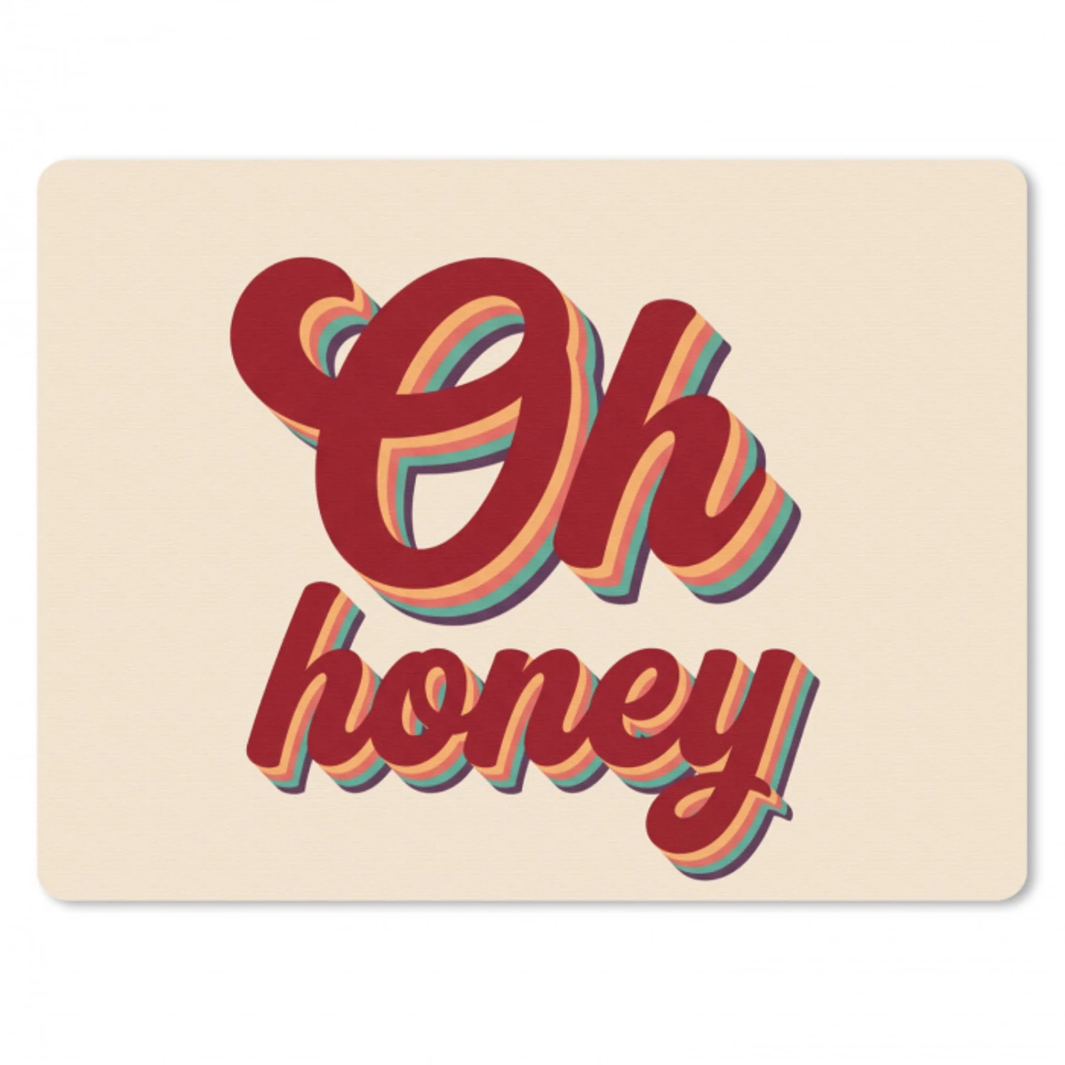Oh honey - Rood - Schaduw muismat rubber klein -3d