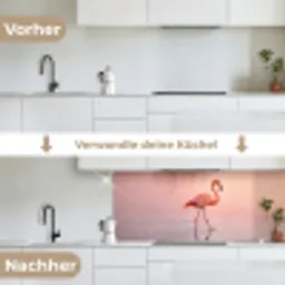 Flamingo - Water - Roze keuken achterwand 2 middel -voor-na_DE