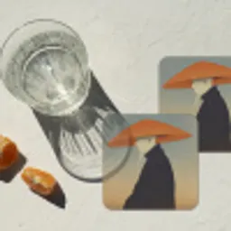 Minimalistisch - Silhouet - Oranje onderzetter kurk middel -sfeer4