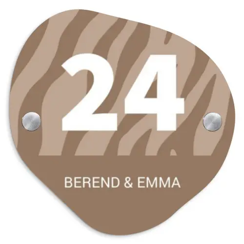 Beige zebra - Klassiek Naambord Organisch middel -3d