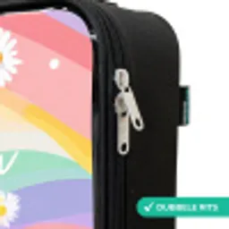 Madeliefjes op regenboogachtergrond Kinderkoffer - Zwart klein -rits_NL