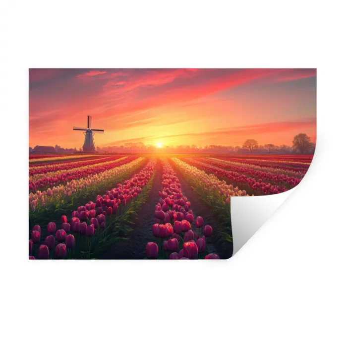 Windmolen - Zonsondergang - Landschap Muursticker klein -3d