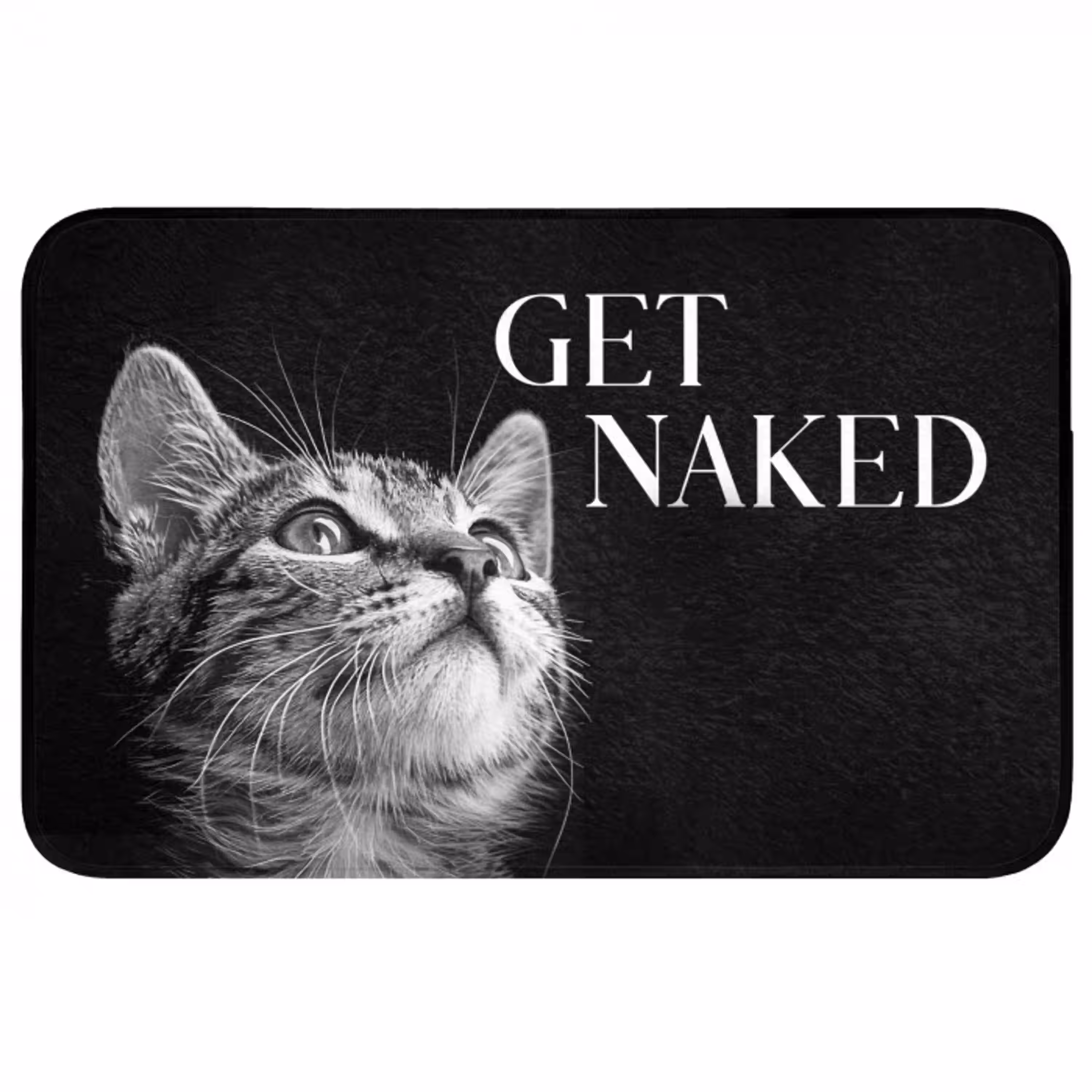 Kat - Dieren - quote - Get naked - Zwart Badmat middel -3d