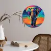 Olifant - Kleurrijk - Lucht - Abstract Wandcirkel behangsticker klein -sfeer3
