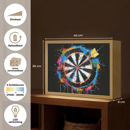 Graffiti - Sport - Darten - Dartbord Light Box met batterij (Wandlamp) middel -USP_websiteoverzichtNL