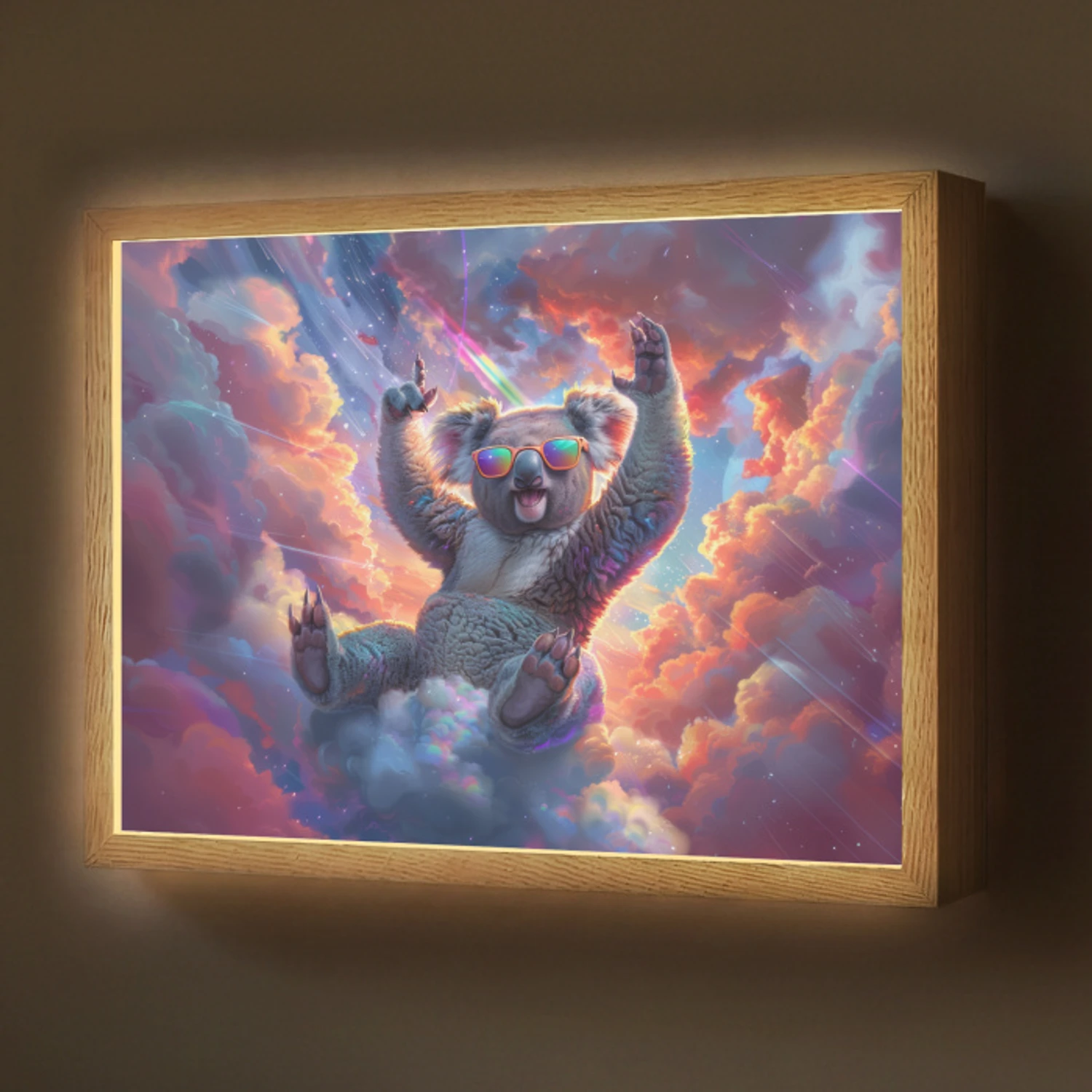 Koala - Dier - Zonnebril - Wolken Light Box met batterij (Wandlamp) middel -z3d_website