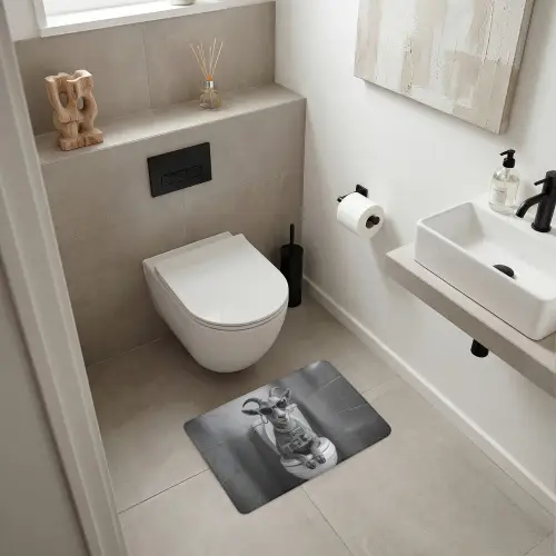 Geit - Telefoon - Toilet - Zwart - Wit WCmat klein -sfeer1