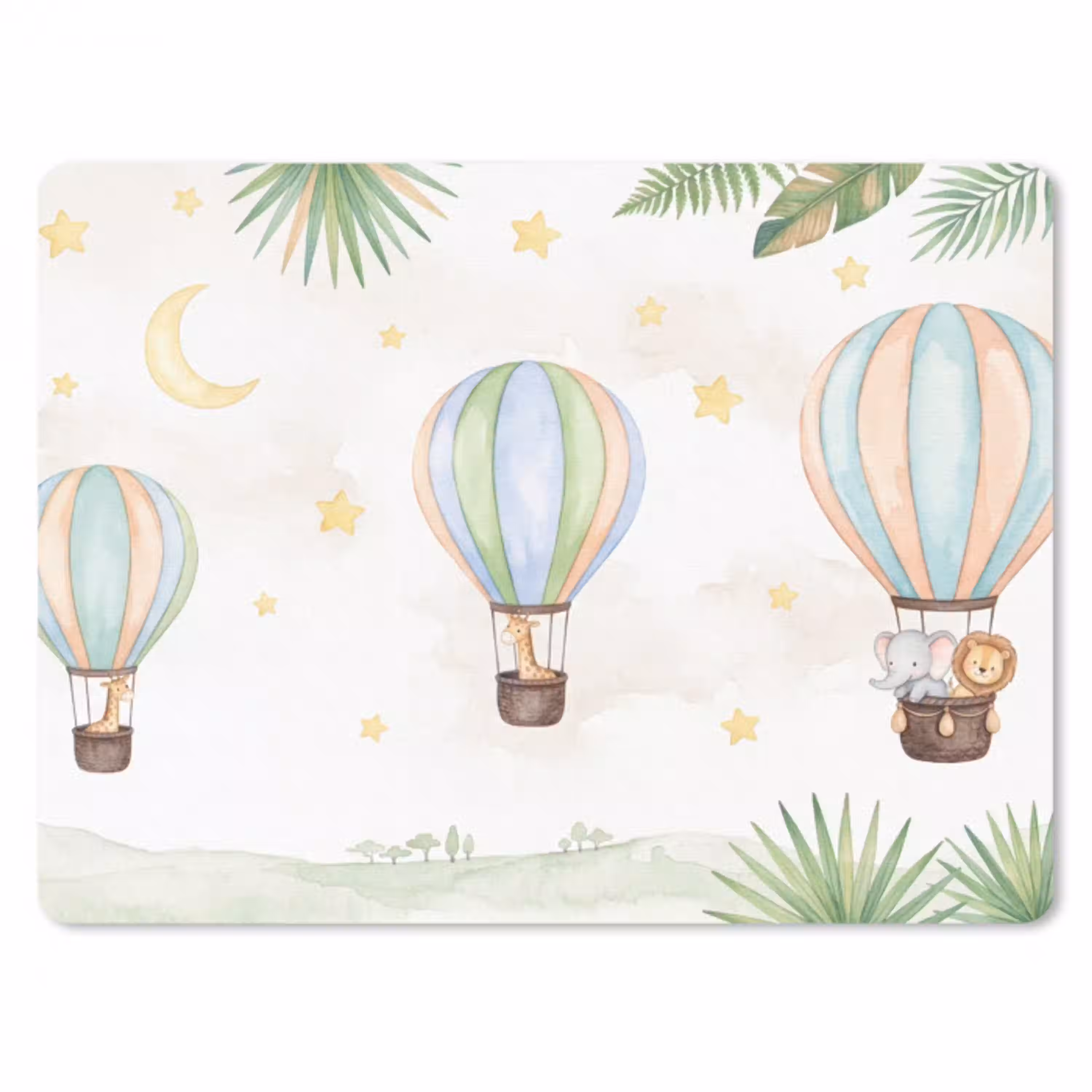 Aquarel - Luchtballonnen - Pastel muismat rubber klein -3d