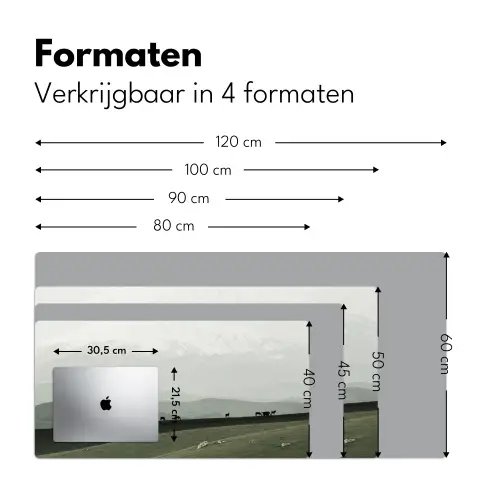Grijs - Berg - Paarden Muismat XXL klein -sfeer5