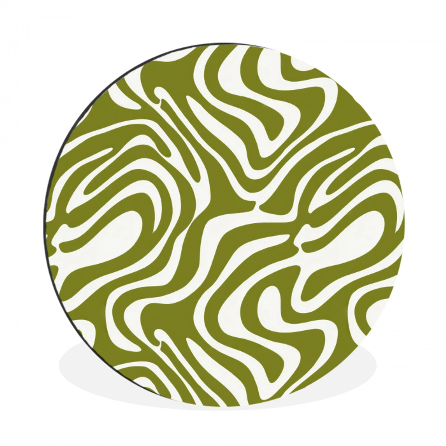 Lijnpatroon - Groen - Organisch Wandcirkel aluminium klein 190 -3d