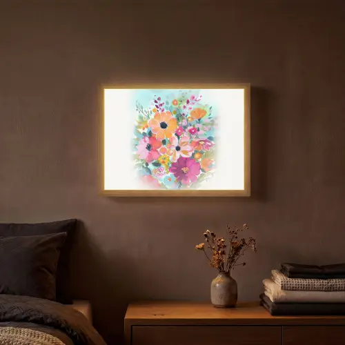 Bloemen - Kleuren - Boeket - Natuur Light Box met batterij (Wandlamp) middel -sfeer4