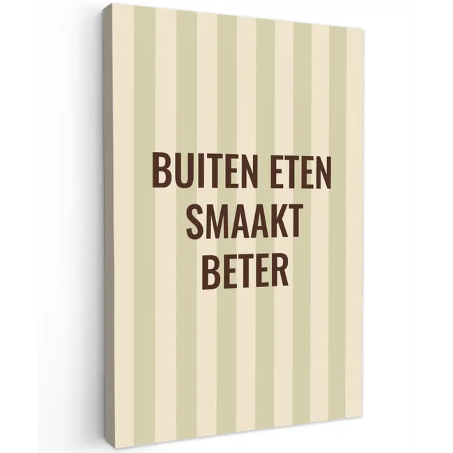 Buiten - Quote - Strepen - Zomer Tuinposter op houten frame 2 cm dik klein -3d