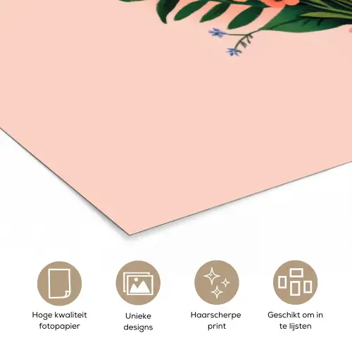 Margrieten - Boeket - Strikje - Roze poster papier klein -closeup_NL