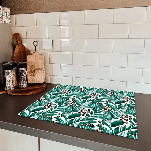 Inductie beschermer - Panterprint - Bladeren - Jungle - Afdekplaat voor kookplaat Inductie beschermer vinyl 3mm groot -sfeer3