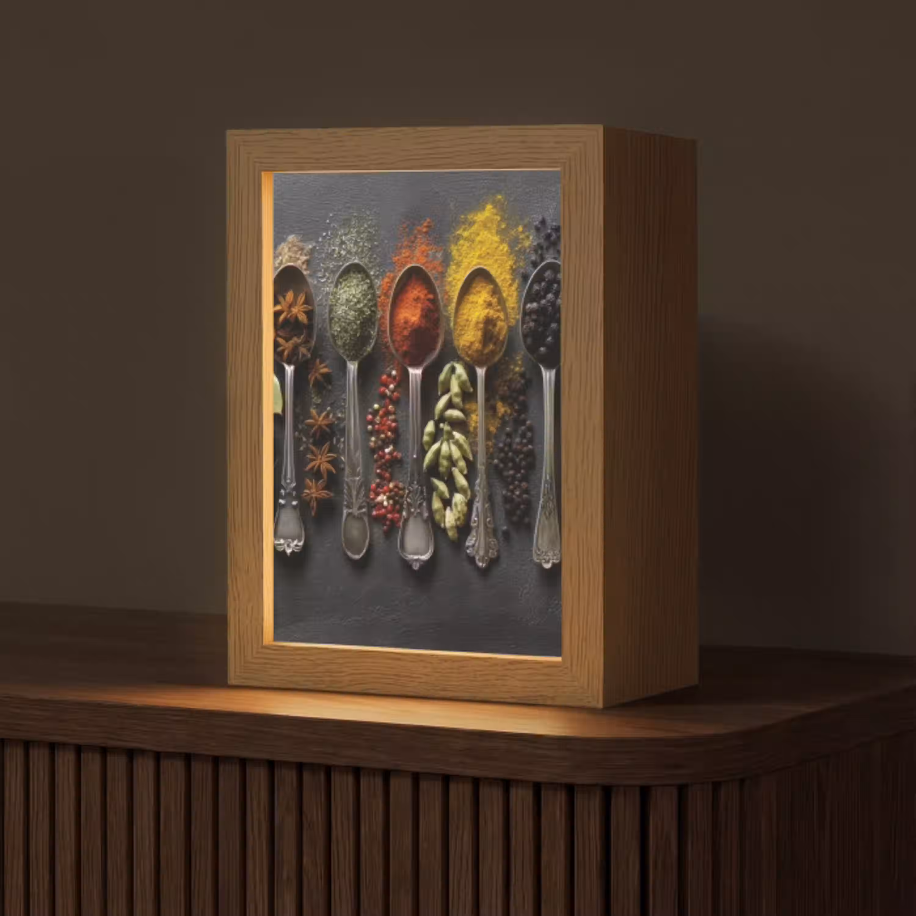 Lepels - Specerijen - Kaneel - Chili Light Box met kabel (Tafellamp) klein -z3d_website