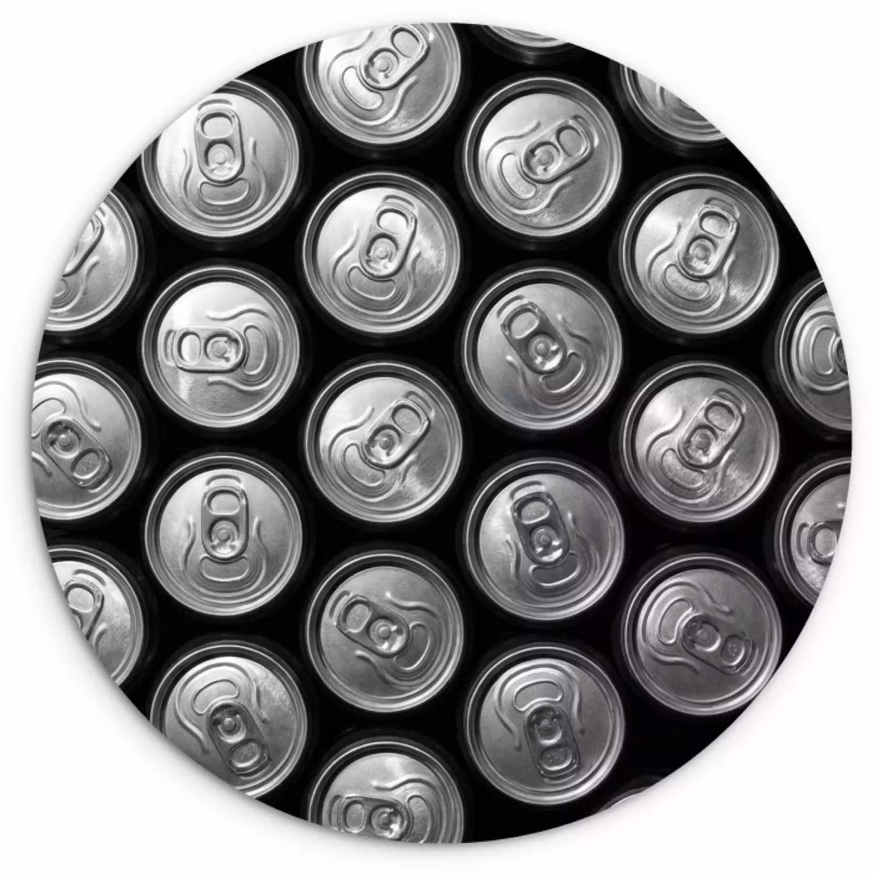 Blikjes - Aluminium - Patroon - Industrieel - Zilver Wandcirkel kunststof plaat 5mm dik klein -3d