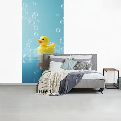 Bubbels - Badeend - Geel fotobehang vinyl groot -slaapkamer