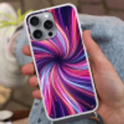 Abstract - Swirl - Futuristic - Neon Hoesje iPhone 16 Pro Max met koord klein -sfeer3