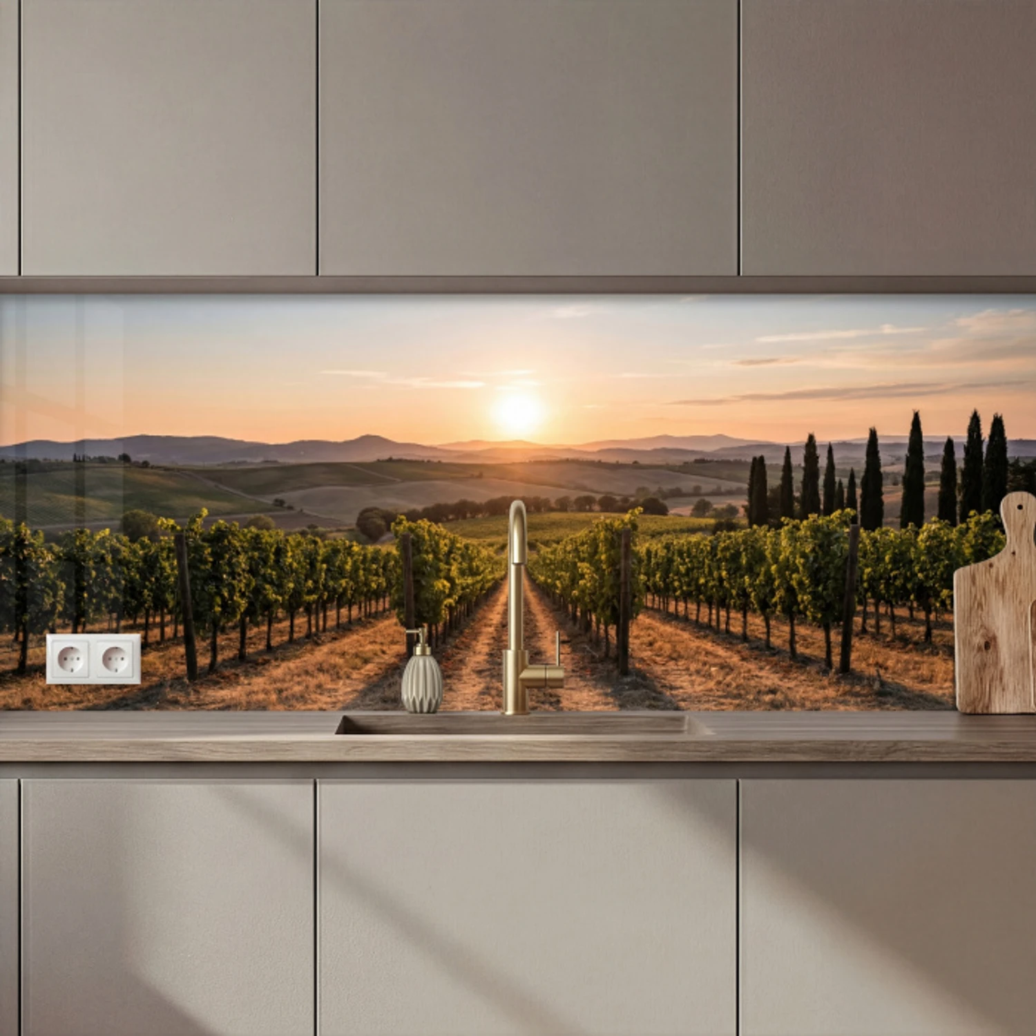 Wijngaard - Zonsondergang - Landschap keuken achterwand 2 middel zz_3dshopping