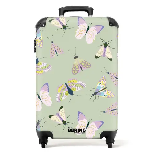 Summer memories - Vlinders en motten op saliegroene achtergrond NBS - Handbagage koffer - Kinderen Unisex middel -productfoto_recht