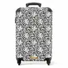 Bloemen en bladeren op zwarte achtergrond NBS - Handbagage koffer - Volwassenen Unisex middel -productfoto_recht