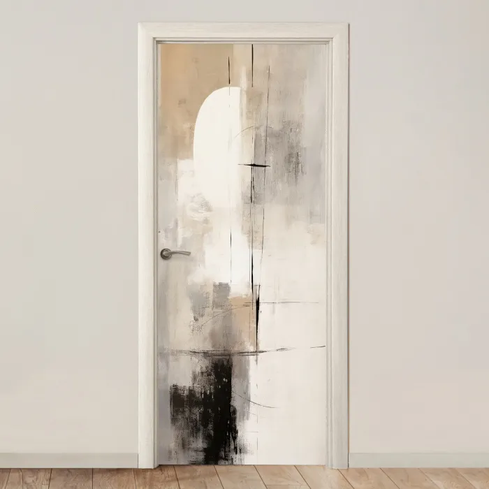 Abstract - Kunst - Grijs deurposter klein -3d_beige