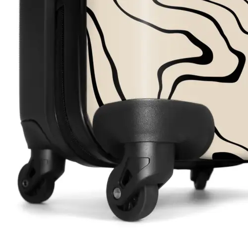 Beige achtergrond met abstracte zwarte lijnen NBS - Handbagage koffer - Kinderen Unisex middel -wiel
