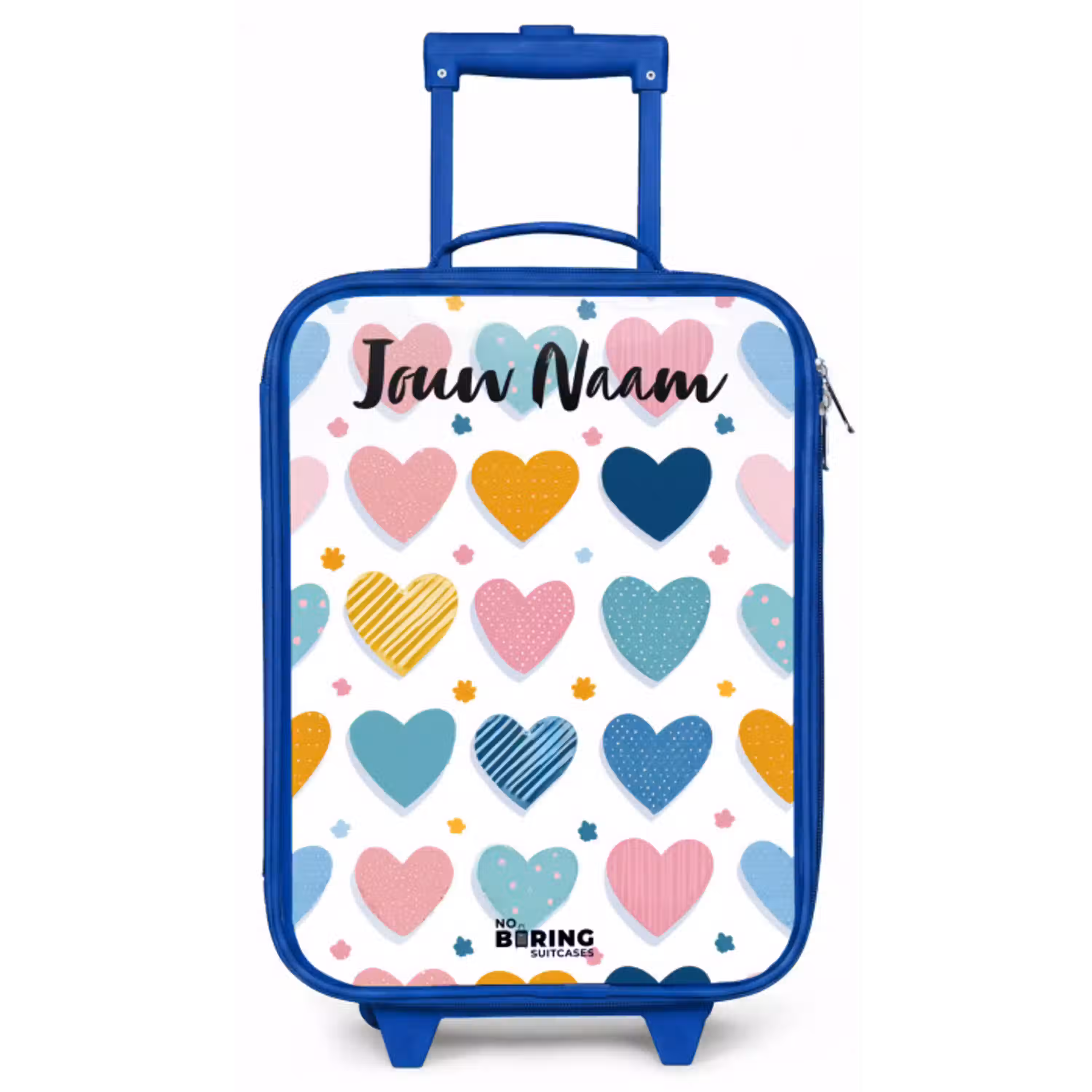 Hartjes - Pastel - Patroon Kinderkoffer - Blauw klein -zz3dotto