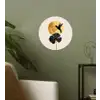 Zwarte kolibrie - Bloem - Gouden cirkel Wandcirkel behangsticker klein -sfeer2