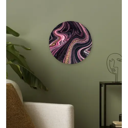 Marmerlook - Roze - Paars - Goud - Luxe - Marmer Wandcirkel kunststof plaat 5mm dik klein -sfeer3