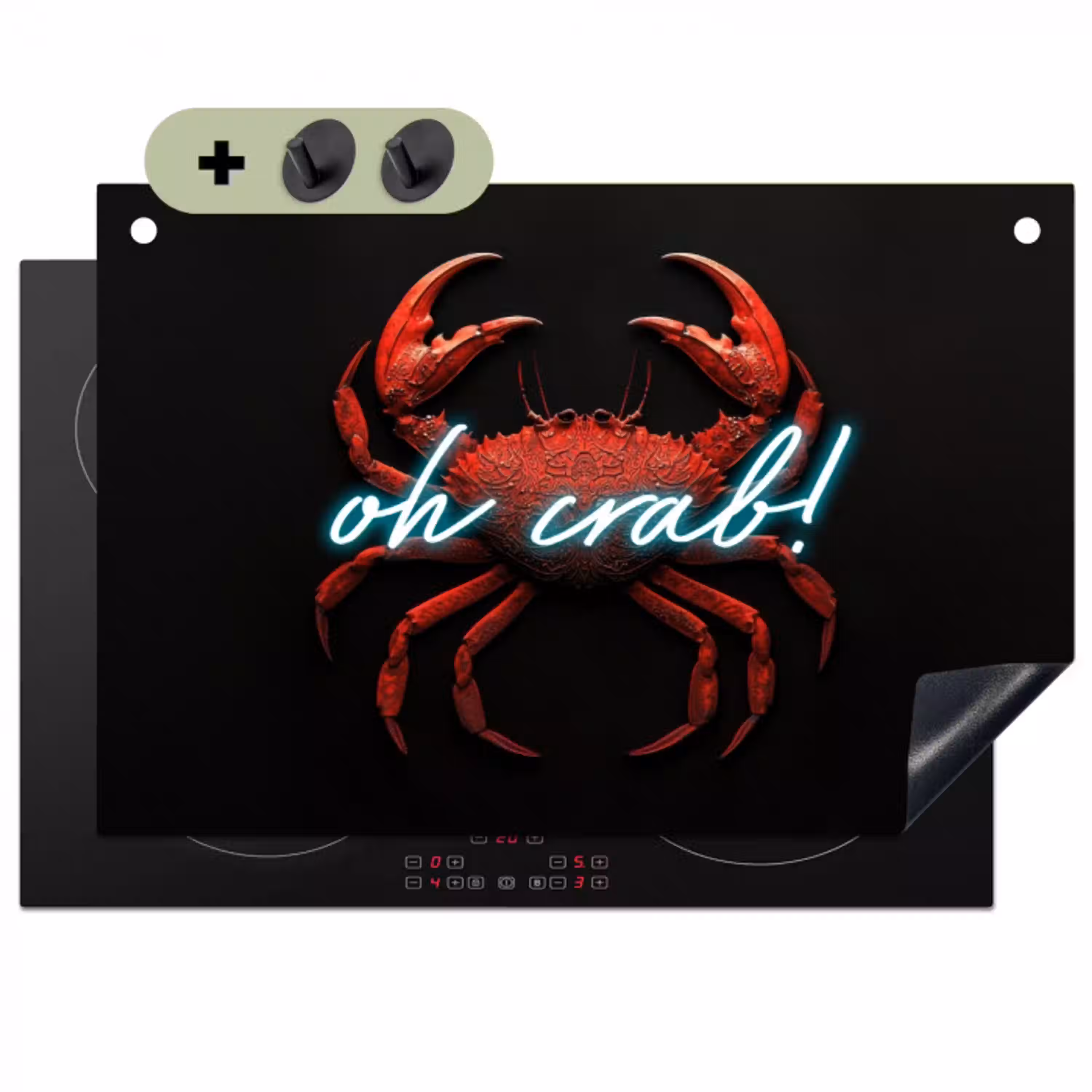 Krab - Rood - Neon - Quote Inductie beschemer met haakjes klein -3d
