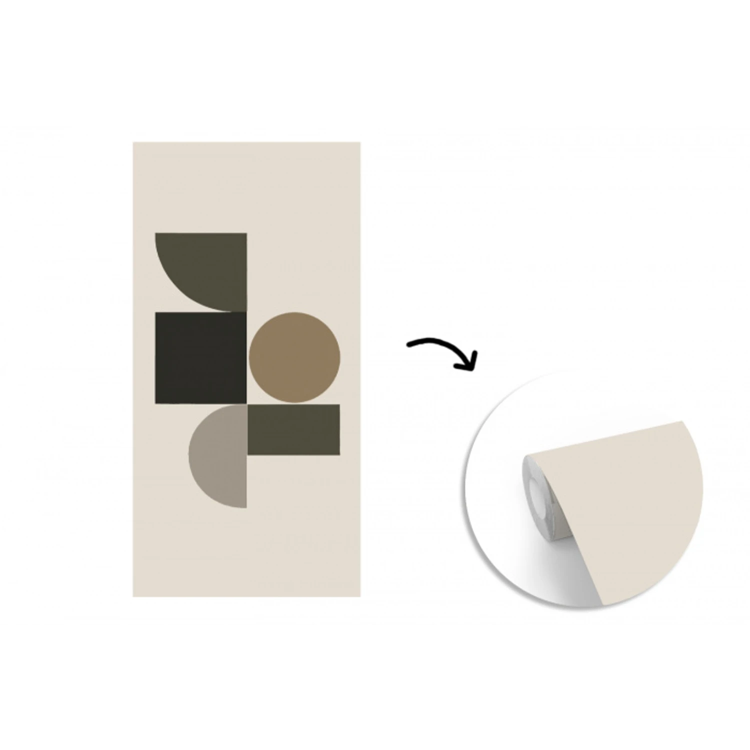 Aardetinten - Abstracte compositie - Eenvoudige vormen fotobehang vinyl groot -3d