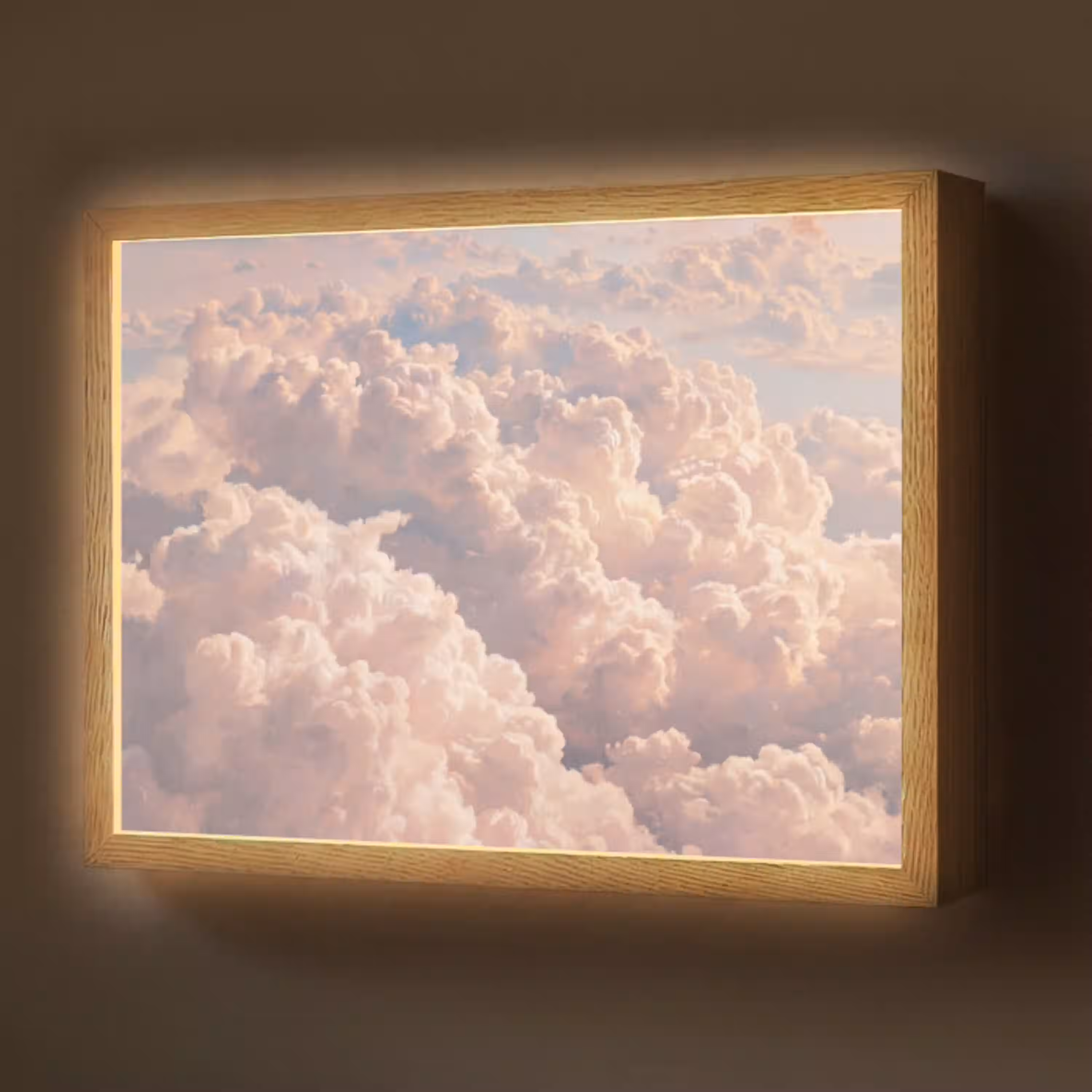 Wolken - Zonsondergang - Natuur - Pastel - Roze Light Box met batterij (Wandlamp) middel -z3d_website