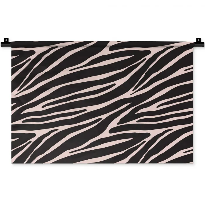 Zebra - Zwart - Roze Wandkleed katoen klein 269 -zz3d