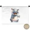 Nijlpaard - Baby dier - Dieren Wandkleed katoen klein -t3d_DE