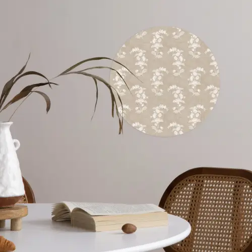 Motief - Beige - Linnen Wandcirkel behangsticker klein 186 -sfeer3