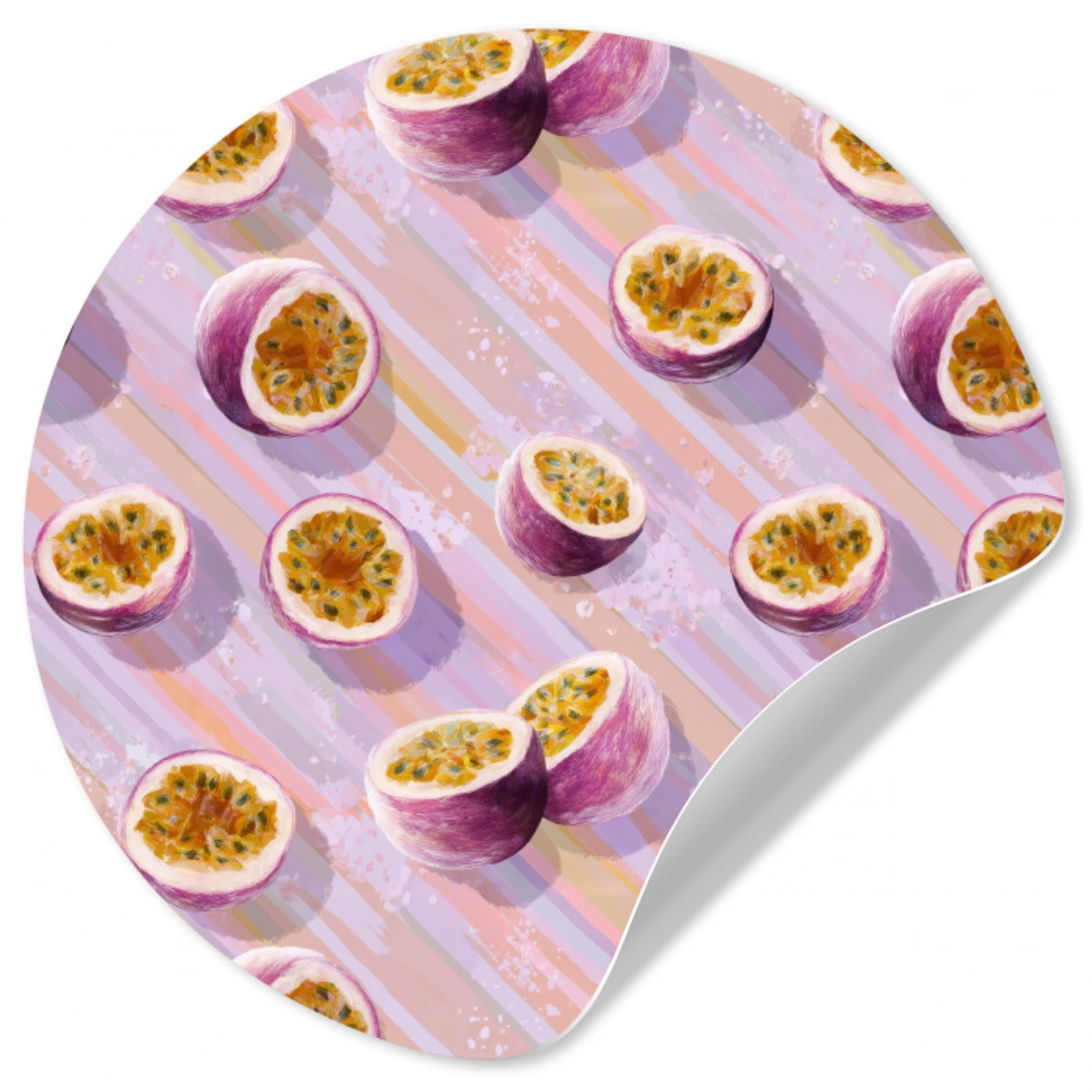Passievrucht - Tropisch - Paars Wandcirkel behangsticker klein 186 -3d