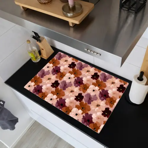 Bloemen - Abstract - Aardetinten Inductie beschemer met haakjes klein 777 -sfeer1