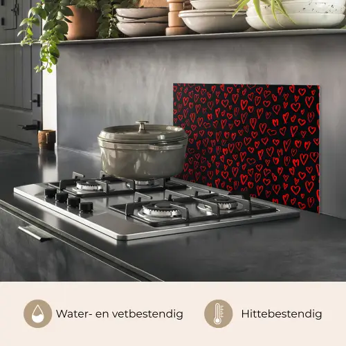 Zwart - Harten - Rood keuken achterwand spatscherm klein 900 -usp_NL