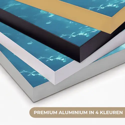 Schildpad - Zee - Blauw - Schittering Textielframe zwart klein -USP_kleurenNL