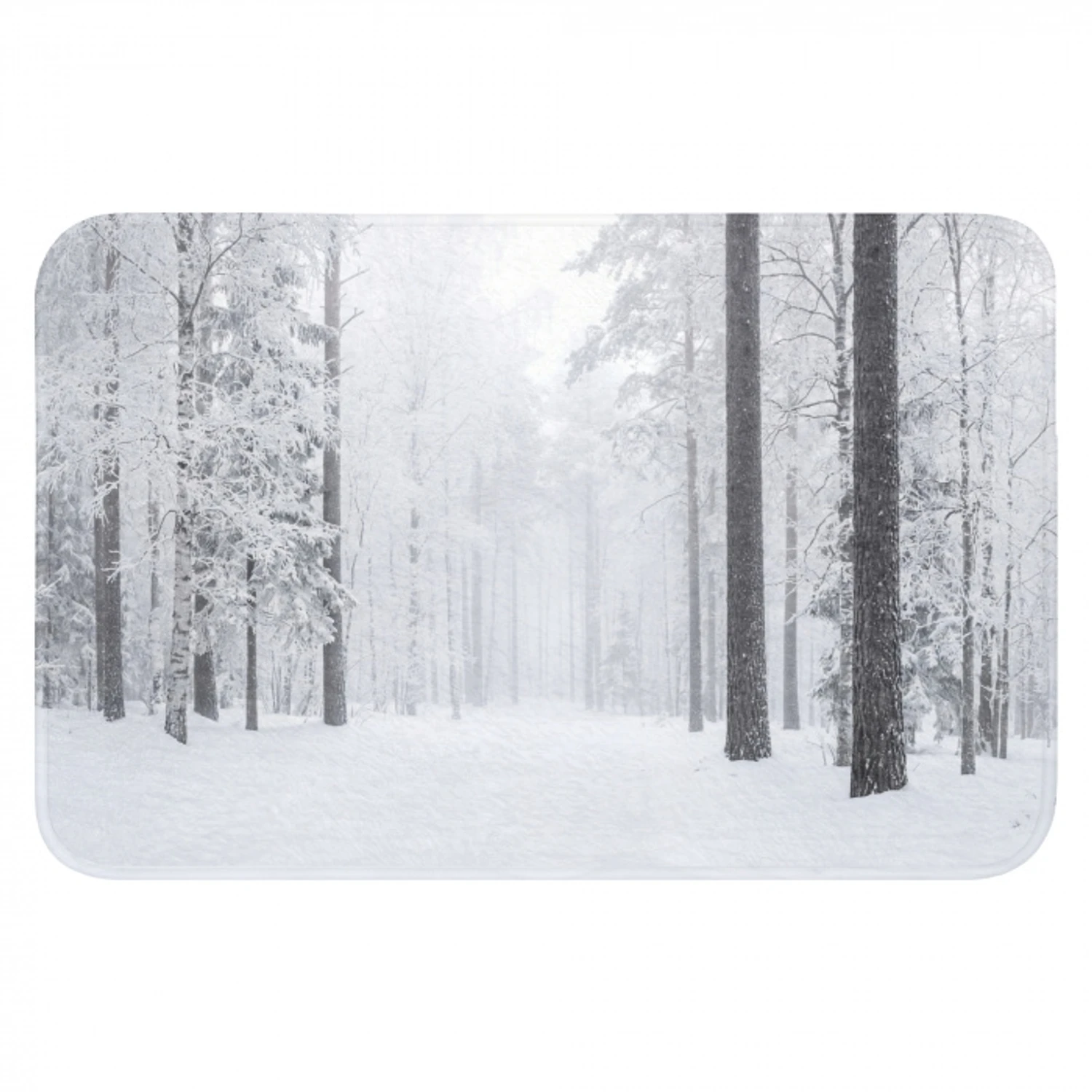Bos - Sneeuw - Pad - Winter - Stilte Badmat klein -3d