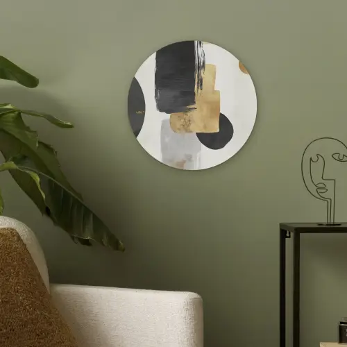 Goud - Rechthoeken - Cirkels - Abstract Akoestische PET Vilt - Rond klein -sfeer2
