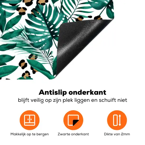Dierenprint - Panter - Bladeren - Tropisch - Jungle Inductie beschermer vinyl 3mm groot -zzzzzzz-td-onderkant