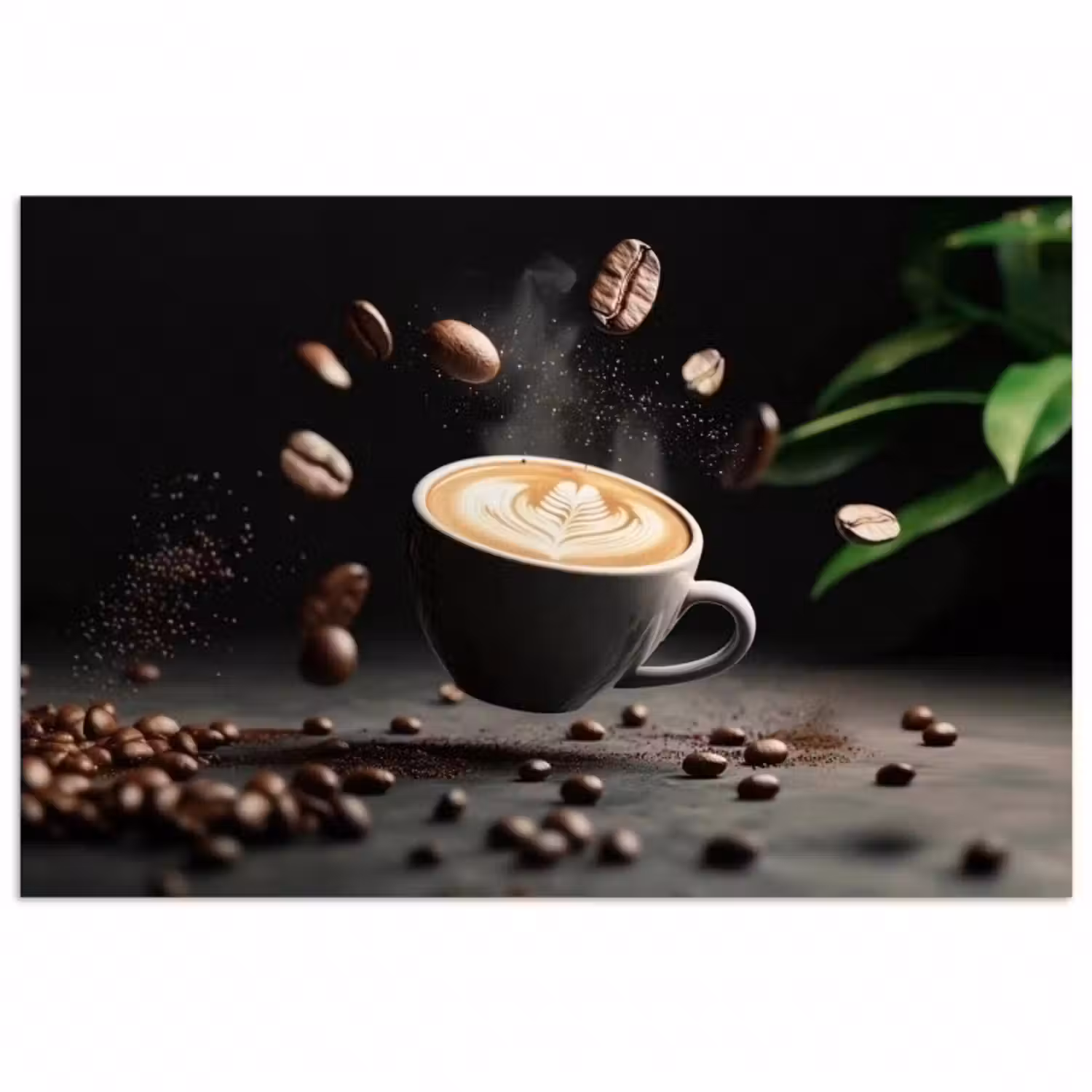 Poster - Cappuccino - Tasse - Bohnen - Braun
