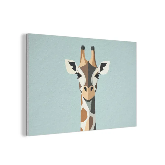 Akoestisch schilderij - Giraffe - Illustratie - Bruin - Minimalistisch