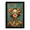 Vrouw - Bloemen - Vlinders - Natuur - Vintage fotolijst zwart zonder passe partout klein -3d