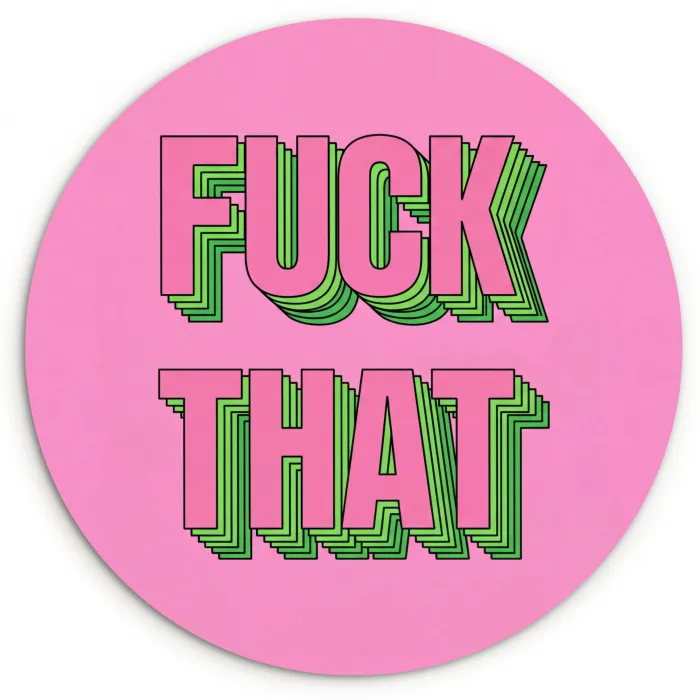 Tekst - Bold - Roze Wandcirkel kunststof plaat 5mm dik klein -3d