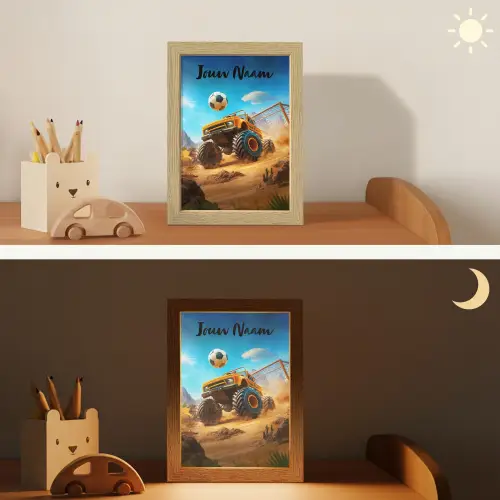 Monstertruck - Voetbal - Woestijn Light Box met kabel (Kinderlampje) klein -sfeer3_kind