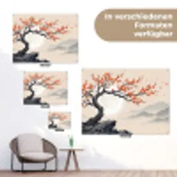 Aziatisch - Bloesem - Rood tuinposter los doek klein -Xsfeer9_DE