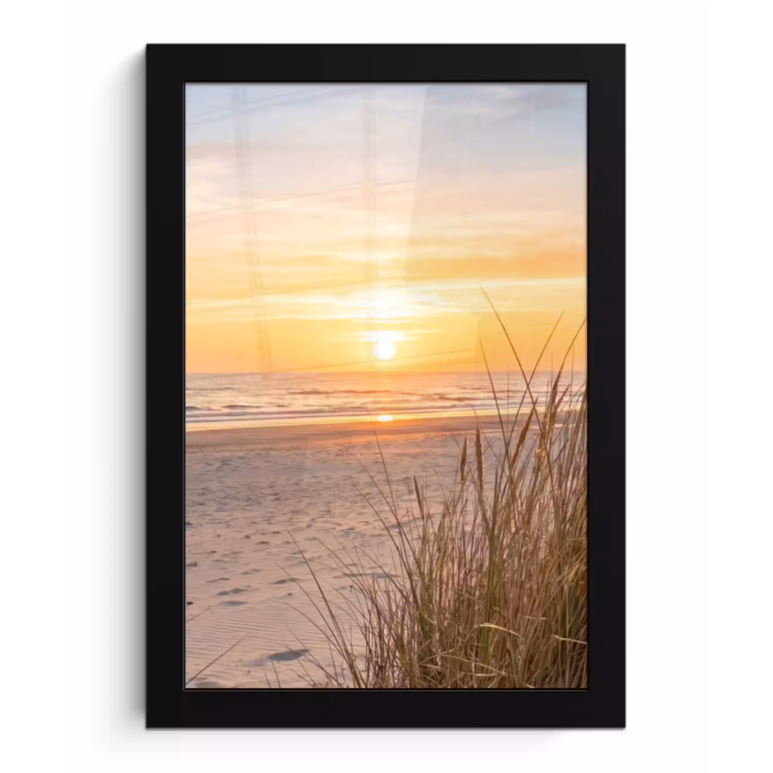 Zonsondergang - Duinen - Zee fotolijst zwart zonder passe partout klein -3d
